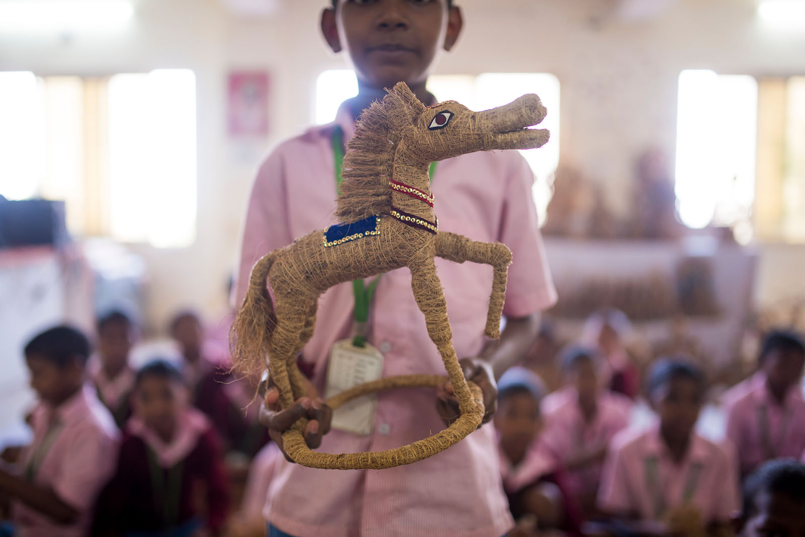 KISS boy with handicraft